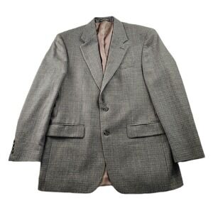 Lauren Ralph Lauren Blazer Jacket Mens 40 Gray Houndstooth Lined Single Breasted